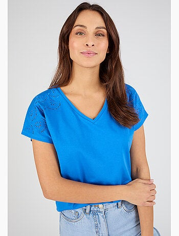 T-shirt broderies ajourées en pur coton - Damart