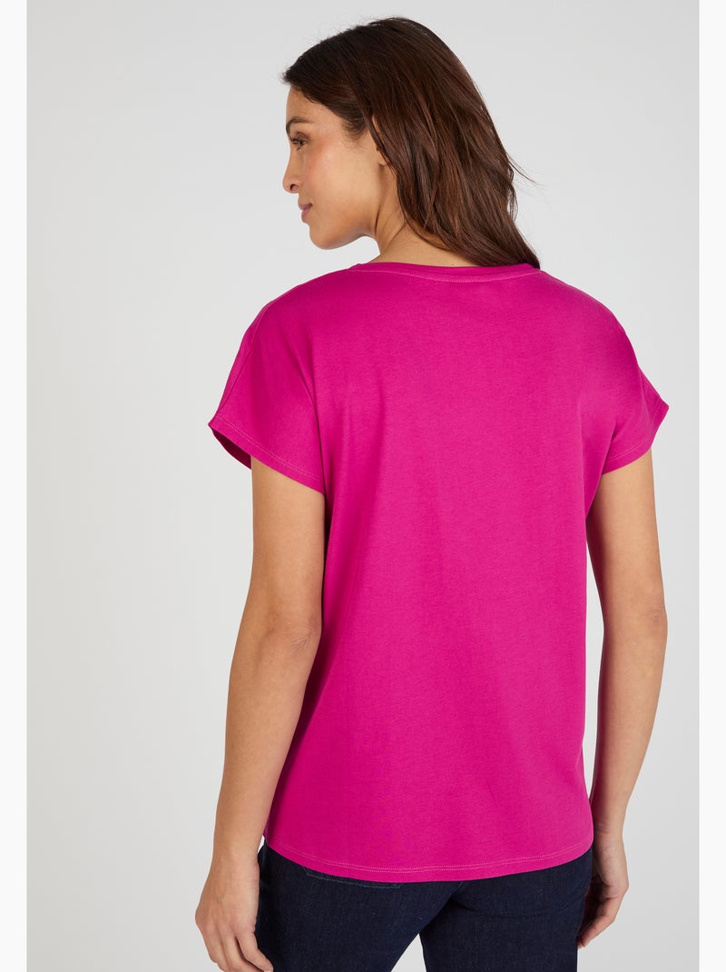 T-shirt broderies ajourées en pur coton - Damart Violet - Kiabi