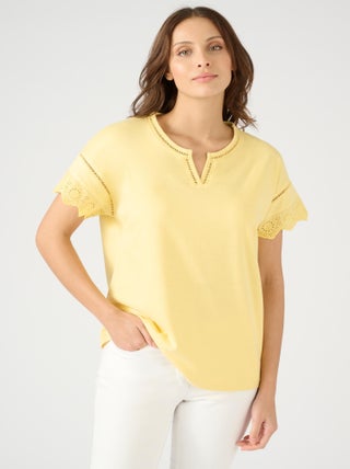 T-shirt broderies anglaises pur coton - Damart
