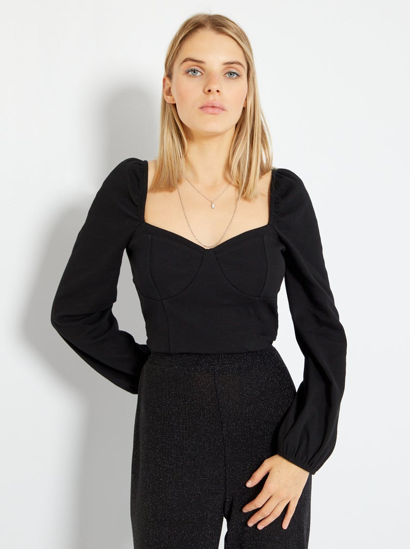 T-shirt bustier noir - Kiabi