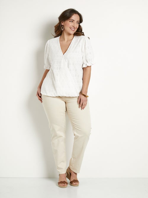 T-shirt cache-coeur blousant broderie - Kiabi