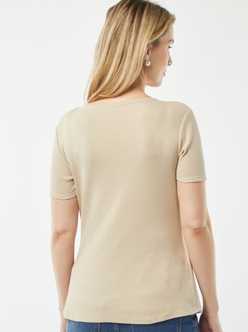 T-shirt cache-cœur d'allaitement BEIGE - Kiabi