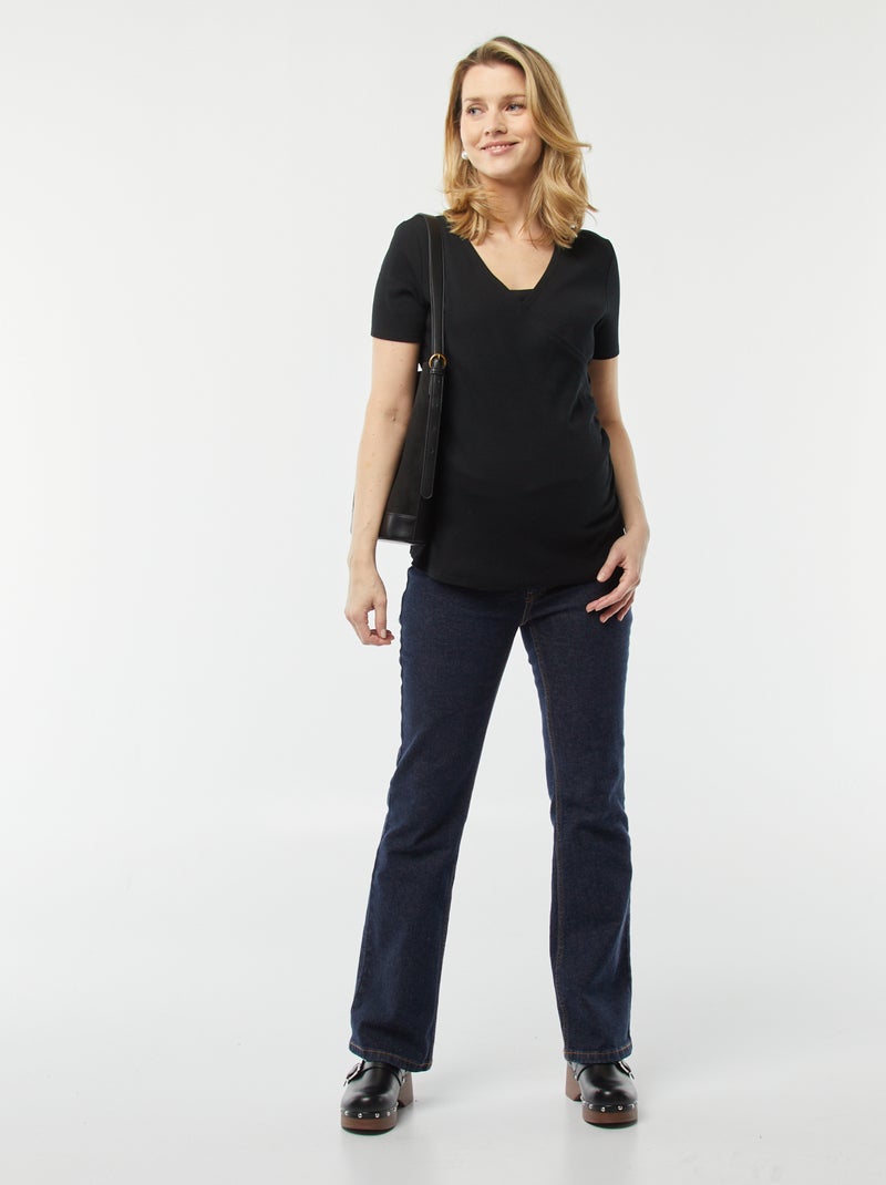 T-shirt cache-cœur d'allaitement noir - Kiabi