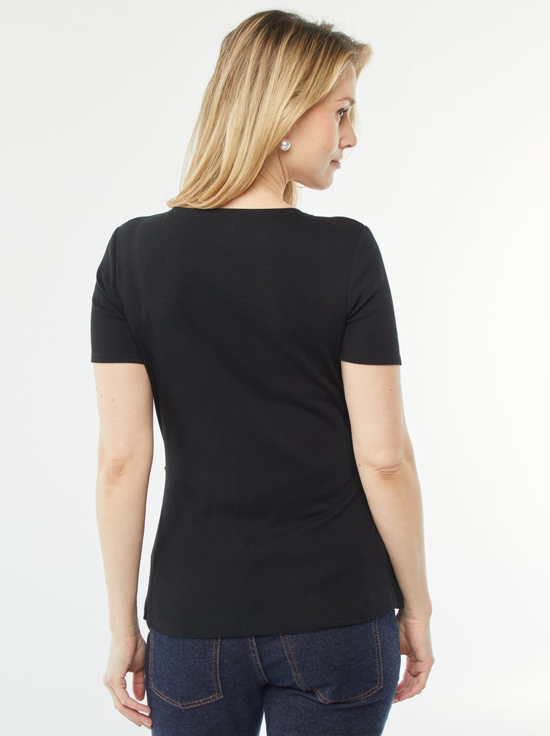 T-shirt cache-cœur d'allaitement noir - Kiabi