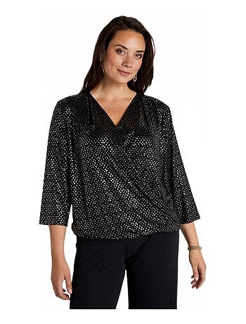 T-shirt cache-coeur maille irisée