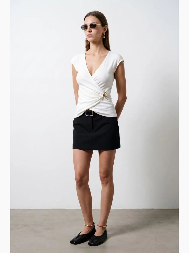 T-shirt cache-cœur manches courtes dilvin Blanc - Kiabi