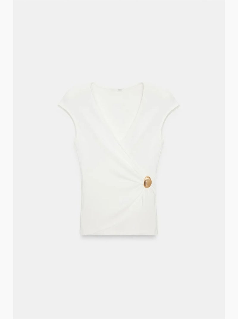 T-shirt cache-cœur manches courtes dilvin Blanc - Kiabi