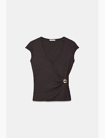 T-shirt cache-cœur manches courtes dilvin