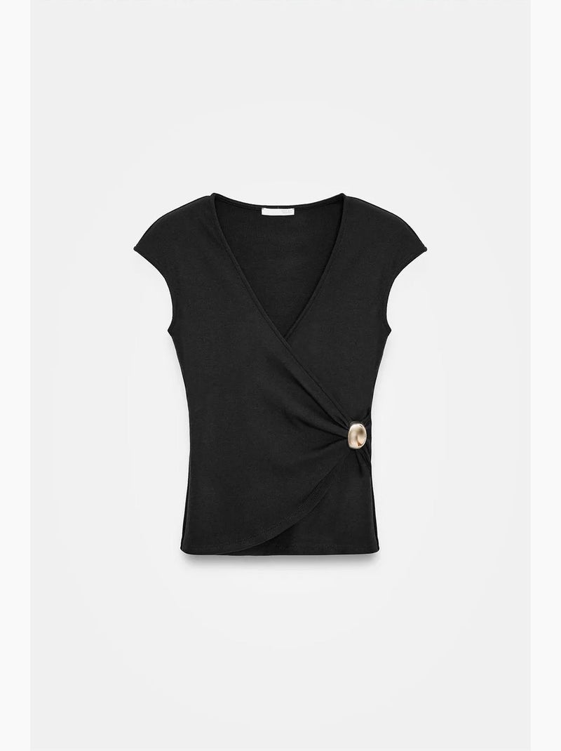 T-shirt cache-cœur manches courtes dilvin Noir - Kiabi