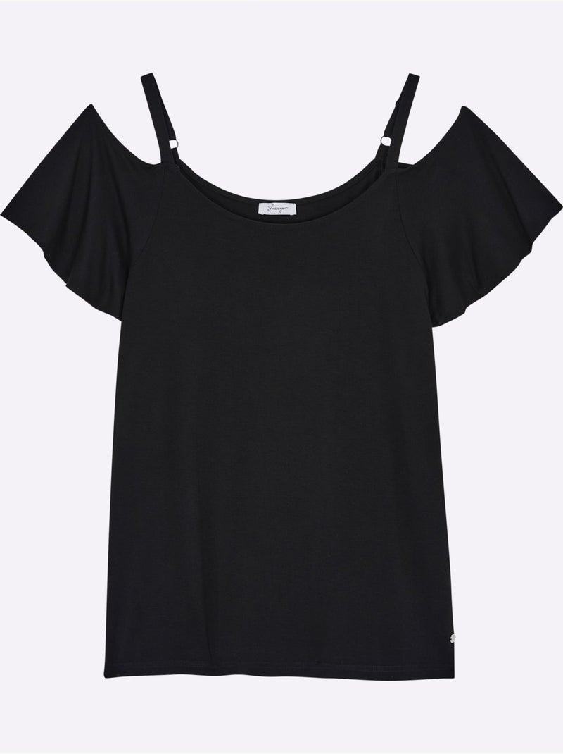 T-shirt Carmen Bretelles Réglables - Taille Standard - Sheego Noir - Kiabi