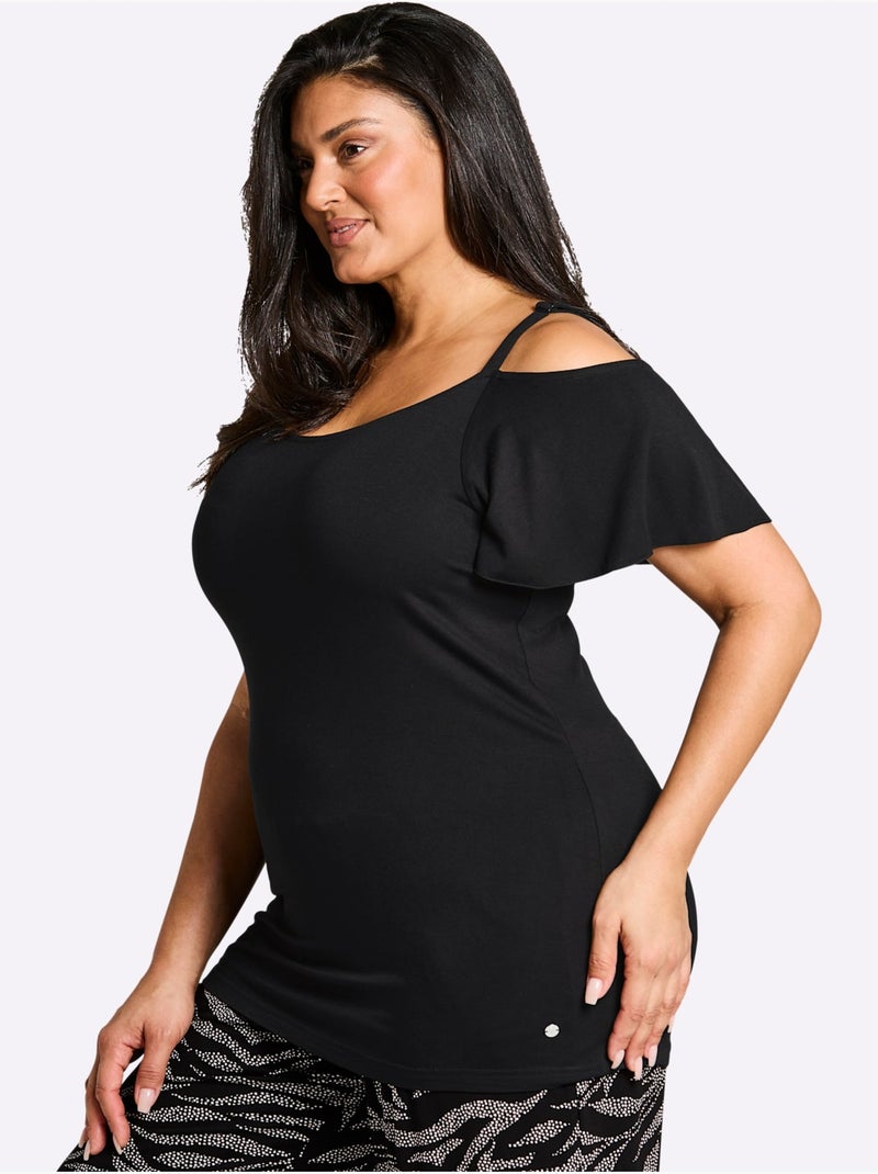 T-shirt Carmen Bretelles Réglables - Taille Standard - Sheego Noir - Kiabi