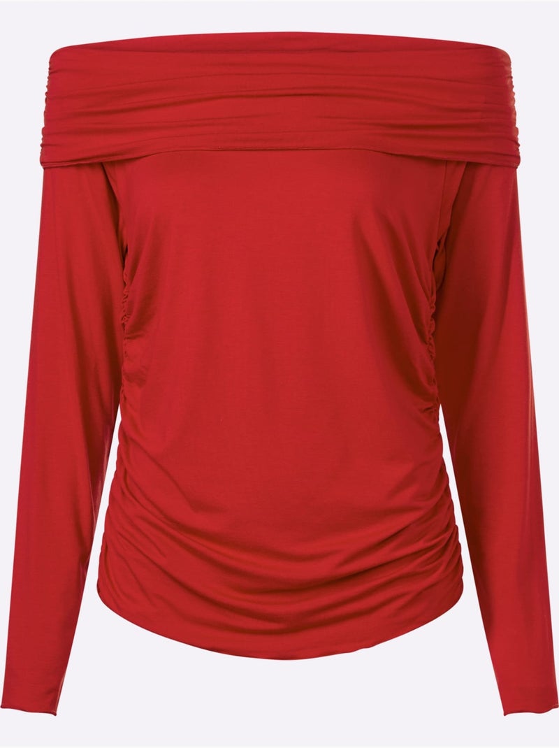 T-shirt Carmen Qualité Viscose Douce - Taille Standard - Helline Rouge - Kiabi