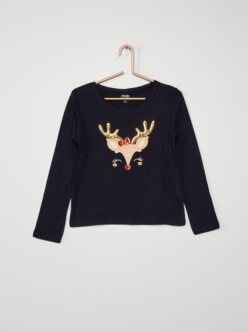 T-shirt 'cerf' bleu marine - Kiabi
