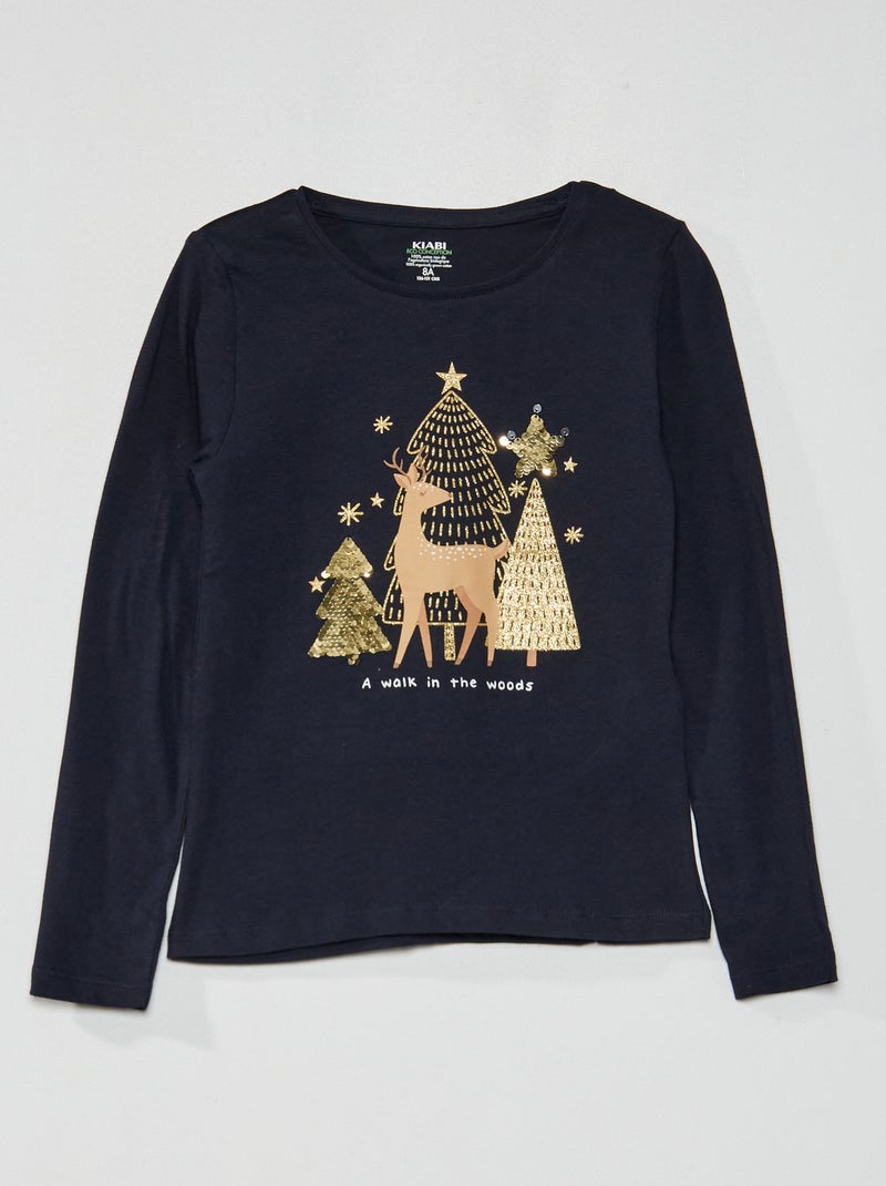 T-Shirt 'cerf' Bleu marine - Kiabi