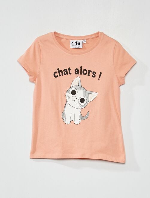 T-shirt 'chat' à col rond - Kiabi