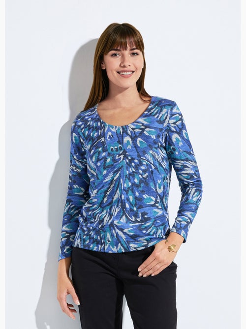 T-shirt chaud col rond imprimé - Kiabi