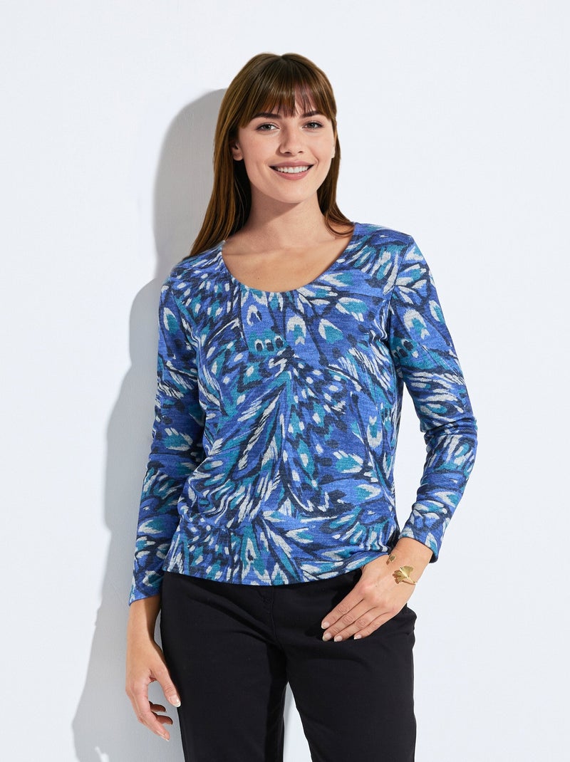 T-shirt chaud col rond imprimé Multicolore - Kiabi