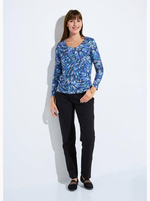 T-shirt chaud col rond imprimé - Kiabi