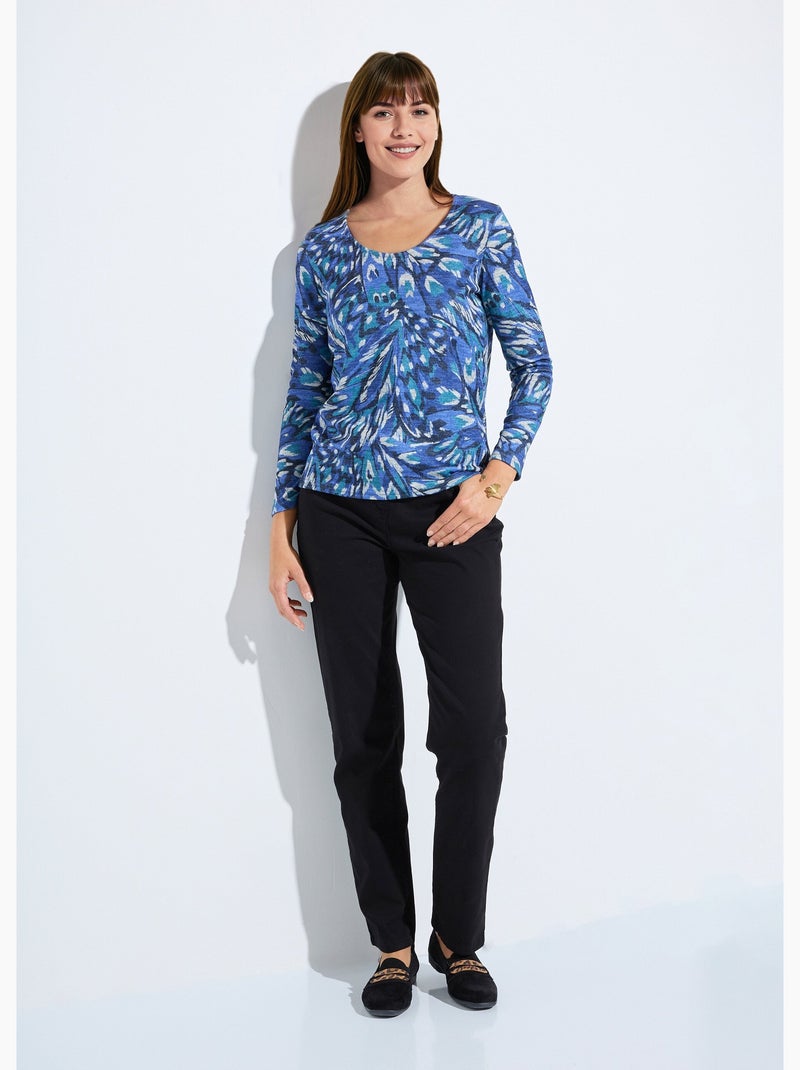 T-shirt chaud col rond imprimé Multicolore - Kiabi