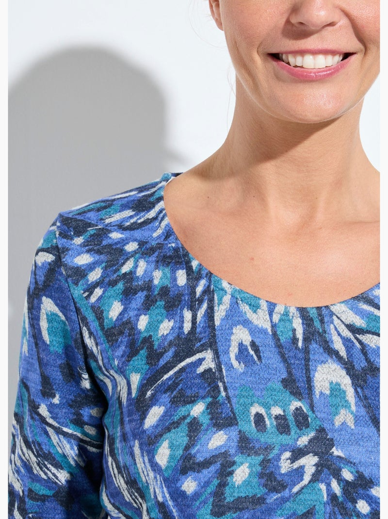 T-shirt chaud col rond imprimé Multicolore - Kiabi