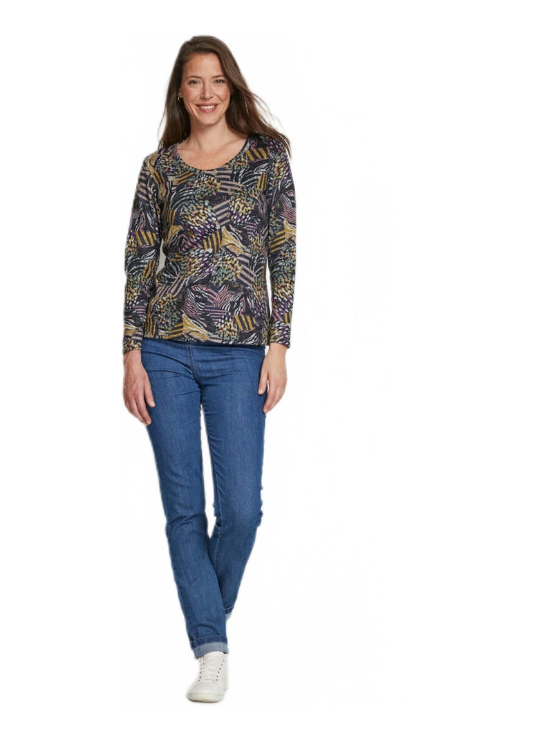 T-shirt chaud court graphique col rond Rose - Kiabi