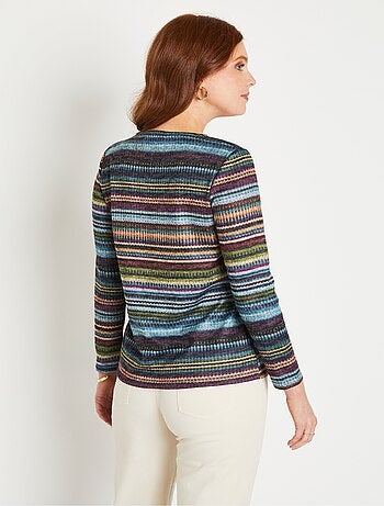 T-shirt chaud rayé col rond manches longues