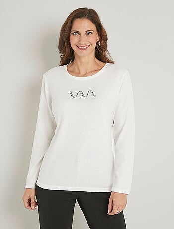 T-shirt chaud uni manches longues clous et rivets