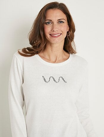 T-shirt chaud uni manches longues clous et rivets