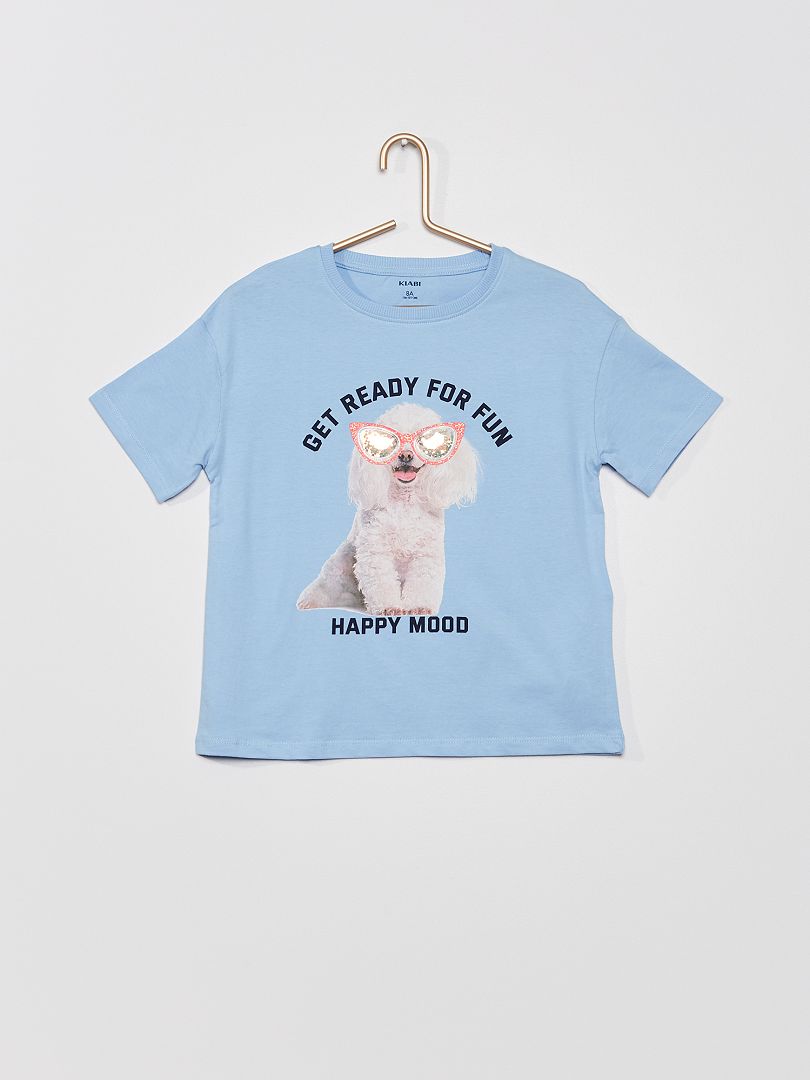 T-shirt 'chien' à col rond Bleu - Kiabi