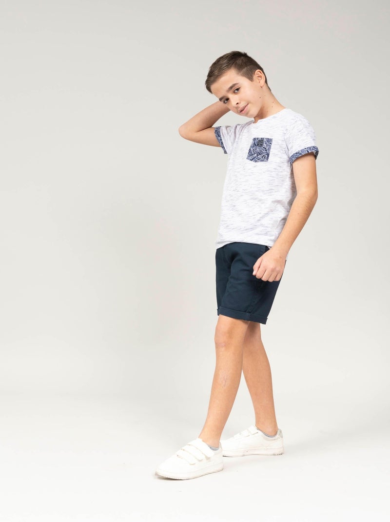 T-shirt chiné à poche imprimé 'Deeluxe' Blanc - Kiabi