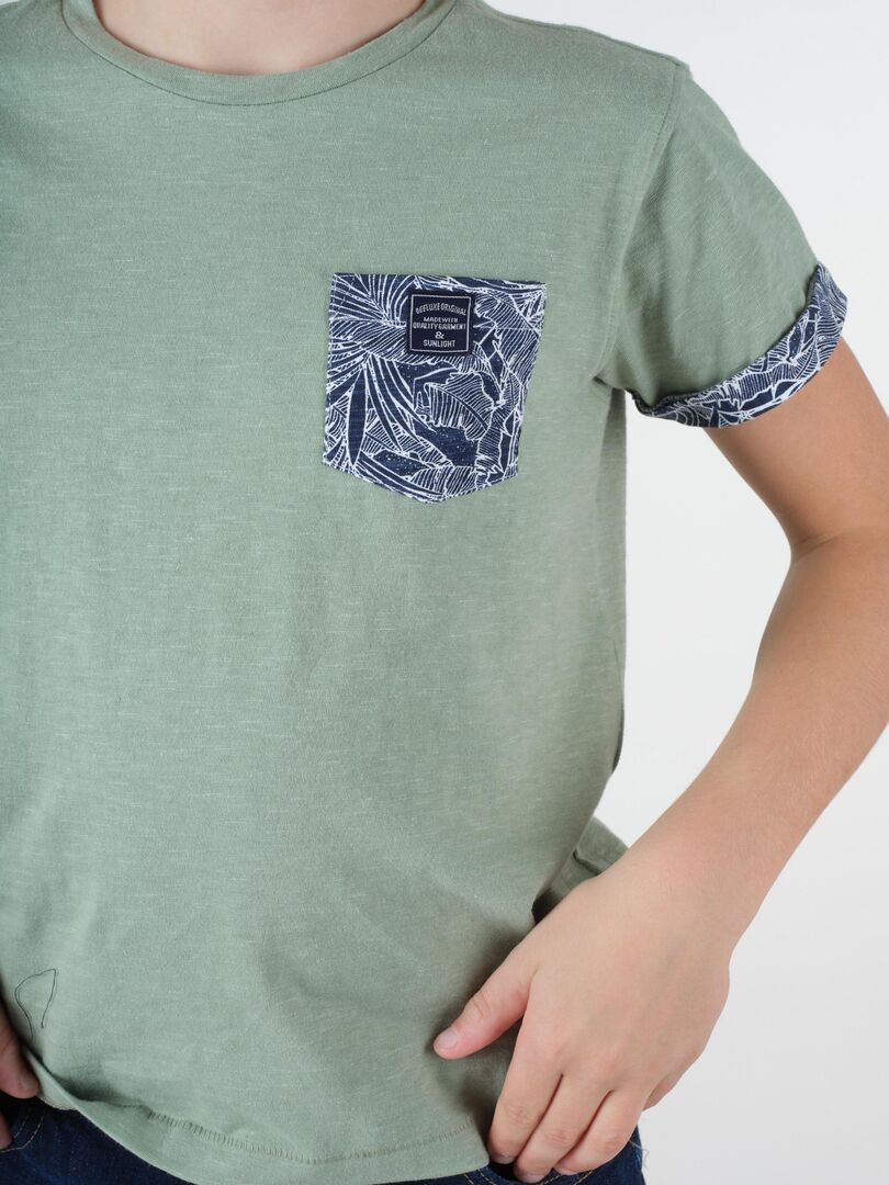 T-shirt chiné à poche imprimé 'Deeluxe' Vert forêt - Kiabi