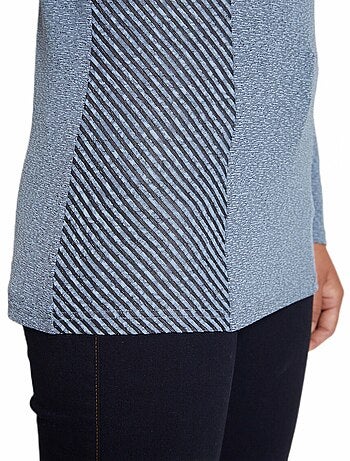 T-shirt chiné rayé col fantaisie