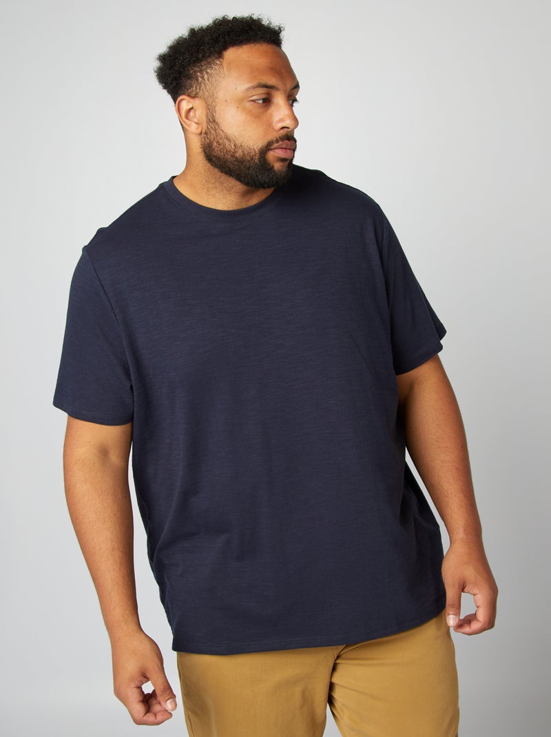 T-shirt chiné uni bleu marine - Kiabi