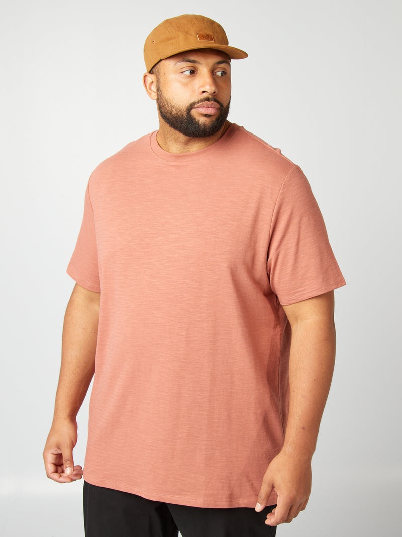 T-shirt chiné uni Marron - Kiabi