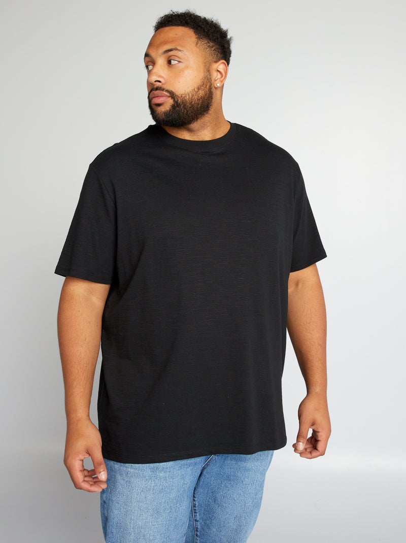 T-shirt chiné uni noir - Kiabi