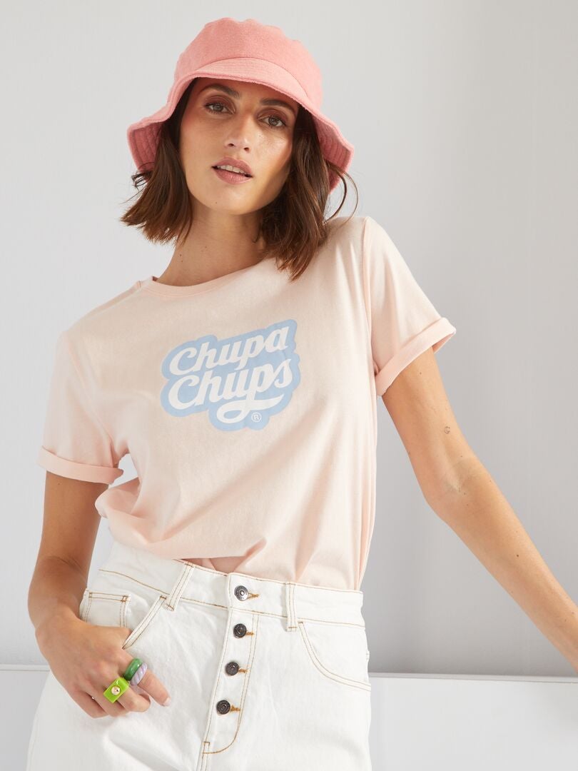 T-shirt 'Chupa Chups' à col rond Rose - Kiabi