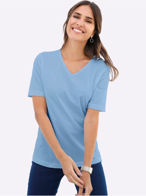 T-shirt classique à col V avec manches courtes - Taille standard - Moda Vilona - Kiabi