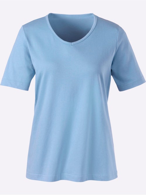 T-shirt classique à col V avec manches courtes - Taille standard - Moda Vilona - Kiabi