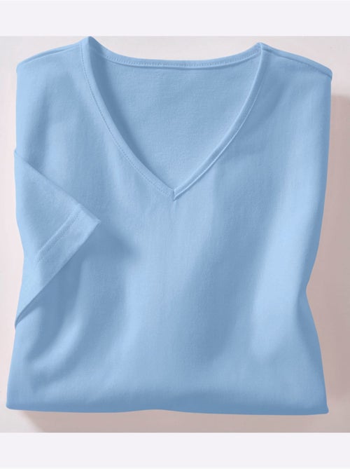 T-shirt classique à col V avec manches courtes - Taille standard - Moda Vilona - Kiabi
