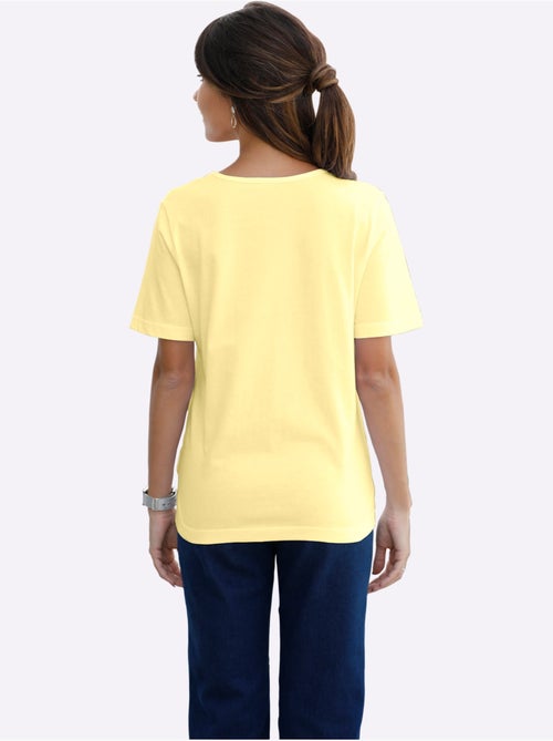 T-shirt classique à col V avec manches courtes en coton - Taille standard - Moda Vilona - Kiabi