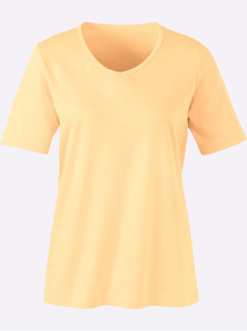 T-shirt classique à col V avec manches courtes en coton - Taille standard - Moda Vilona - Kiabi