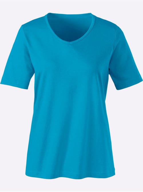 T-shirt classique à encolure en V avec manches courtes - Taille standard - Moda Vilona - Kiabi