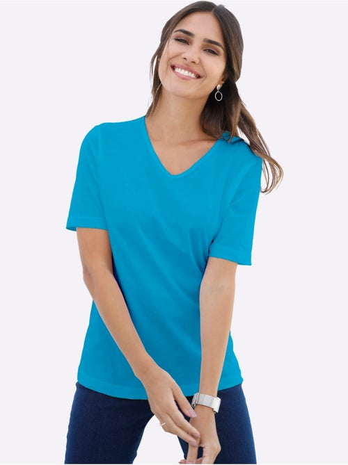 T-shirt classique à encolure en V avec manches courtes - Taille standard - Moda Vilona - Kiabi