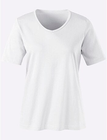 T-shirt classique avec col en V et manches courtes - Taille standard - Moda Vilona