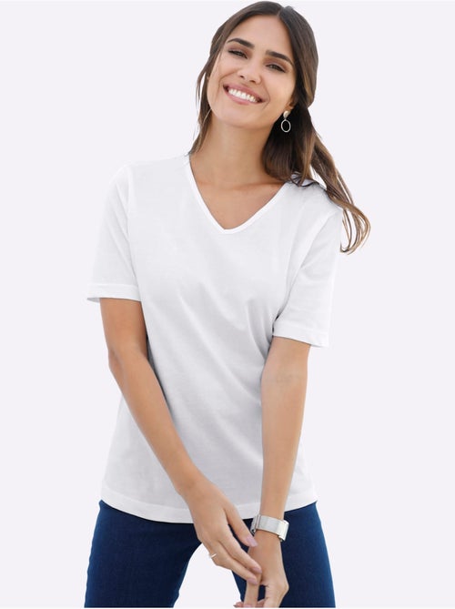 T-shirt classique à encolure en V et manches courtes - Taille standard - Moda Vilona - Kiabi