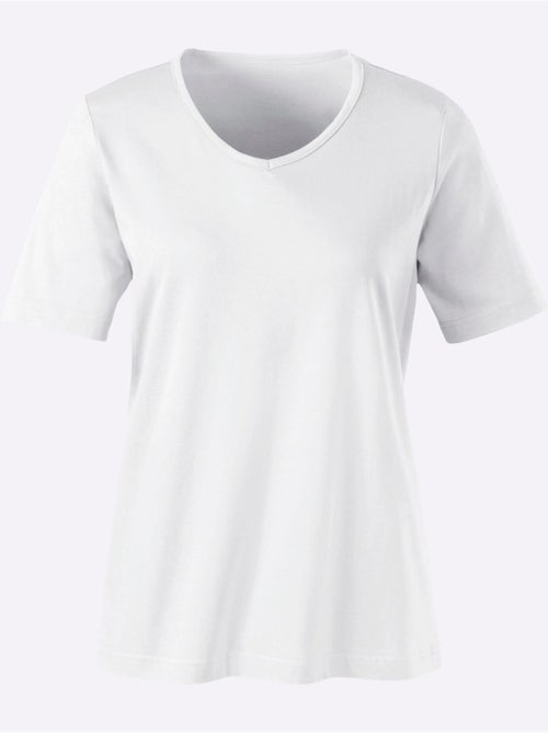 T-shirt classique à encolure en V et manches courtes - Taille standard - Moda Vilona - Kiabi