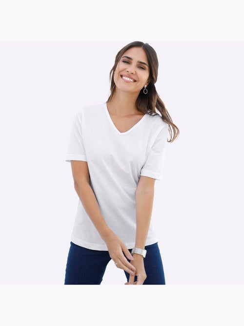 T-shirt classique à encolure en V et manches courtes - Taille standard - Moda Vilona - Kiabi