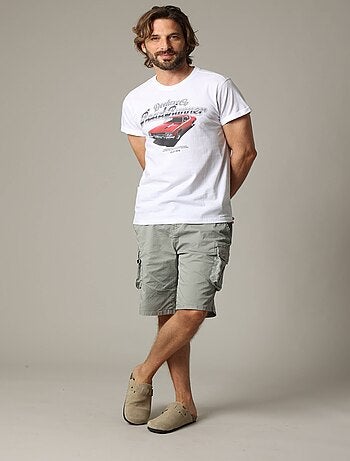 T-shirt classique en coton avec print et manches courtes 'Deeluxe'