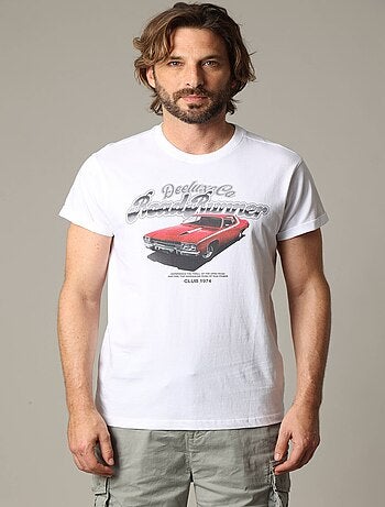 T-shirt classique en coton avec print et manches courtes 'Deeluxe'