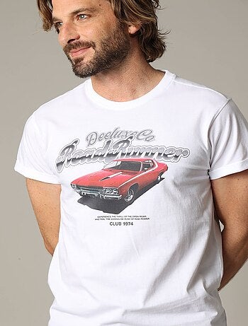 T-shirt classique en coton avec print et manches courtes 'Deeluxe'